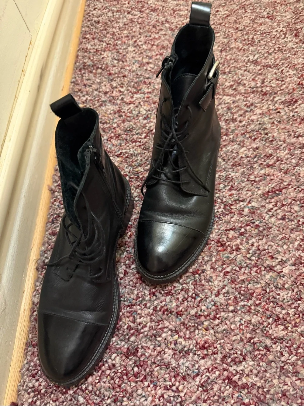 Jonak Black Leather Lace-Up Men’s Ankle Boots